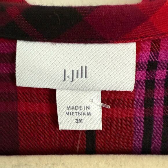 NWT J. Jill Red & Black Plaid Buffalo Check Flannel Button Up Shirt - Size 3X - Picture 3 of 7